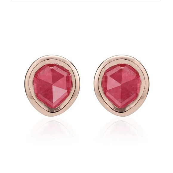 Monica Vinader‎ Siren Stud Earrings Pink Quartz/Rose Gold NEW IN BOX
